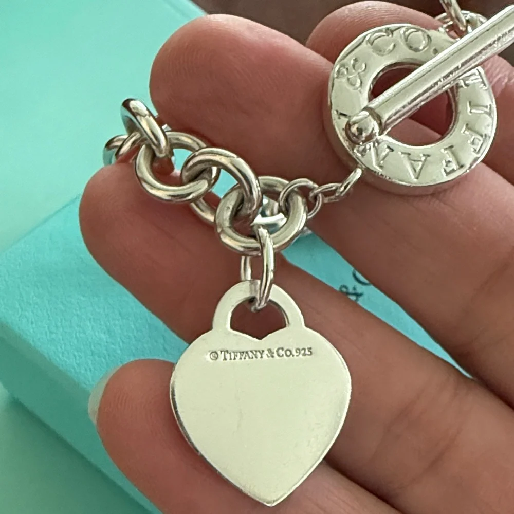 8” Tiffany & Co. Please Return To Tiffany Heart Tag Toggle Bracelet